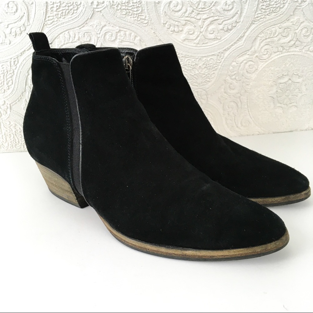Aquatalia black leather suede heeled ankle boots 8 made in Italy